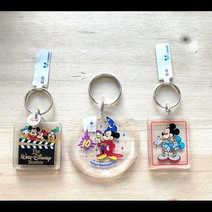Vintage Mickey Mouse key chains lot 3 10th anniversary space Mickey Disney new